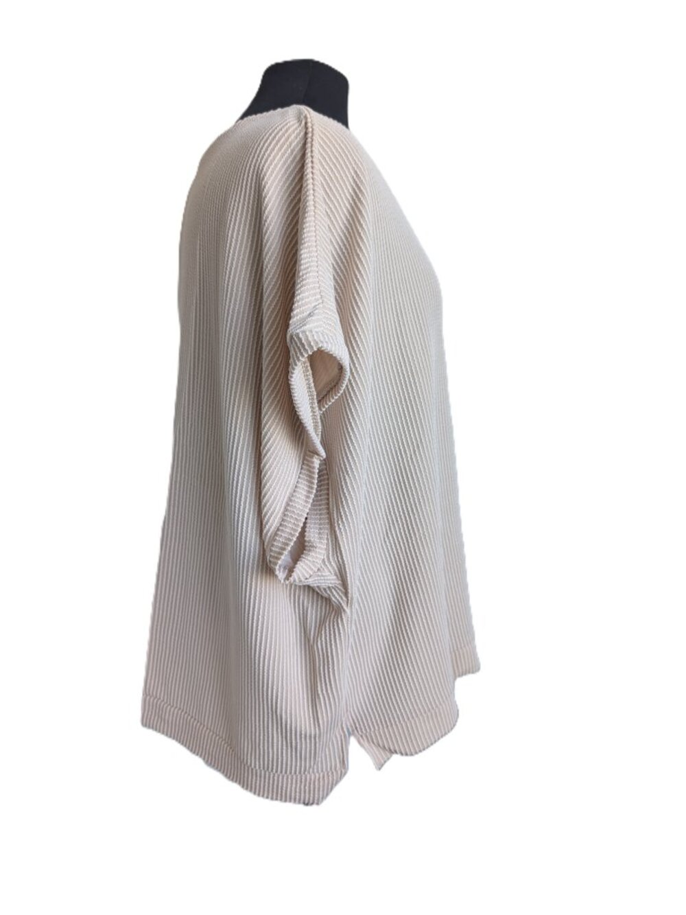 Beige Ribbed Oversized Boxy Top | Medium - Picture 4 of 9